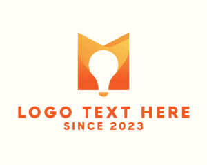 Electrical - Orange Bulb Letter M logo design