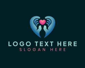 Hug - Heart Love Hand logo design