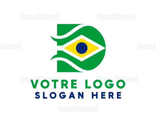 Brazil Flag Letter D Logo