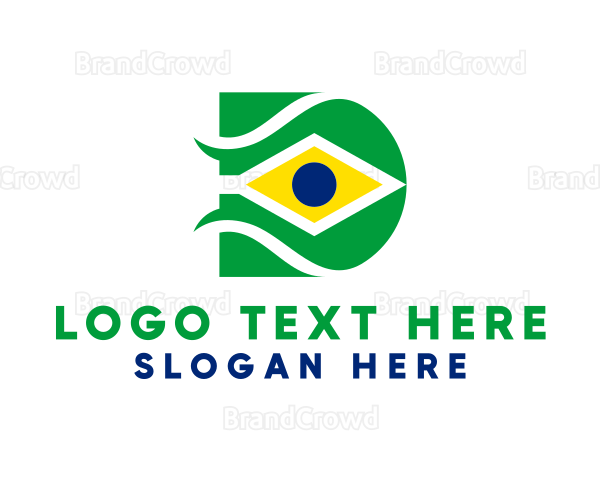 Brazil Flag Letter D Logo