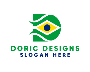 Brazil Flag Letter D  logo design