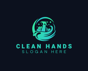 Mop Cleaning Sanitation logo design