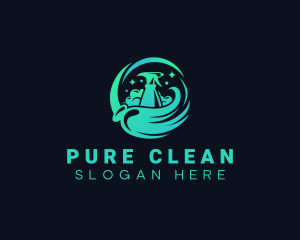 Mop Cleaning Sanitation logo design