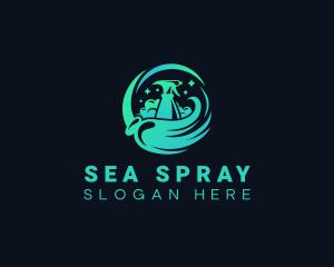 Mop Cleaning Sanitation logo design