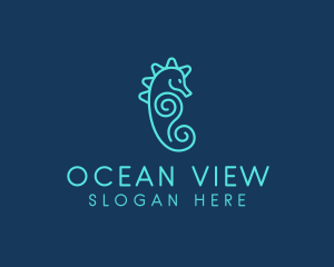 Ocean Seahorse Spiral logo design