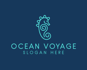 Ocean Seahorse Spiral logo design