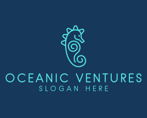 Ocean Seahorse Spiral logo design