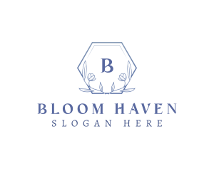 Elegant Floral Hexagon logo design