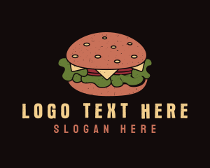Hamburger - Retro Cheeseburger Snack logo design