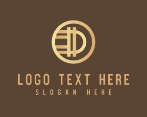 Financial - Gold Digital Coin Letter D logo design