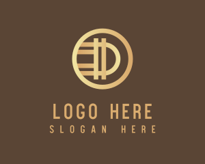 Gold Digital Coin Letter D Logo
