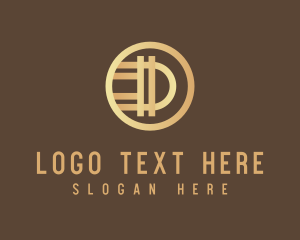 Gold Digital Coin Letter D Logo