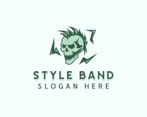 Grunge Skull Rockstar logo design