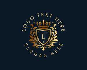 Luxury - Royal Shield Floral Crown logo design