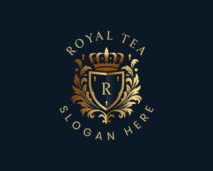 Royal Shield Floral Crown logo design