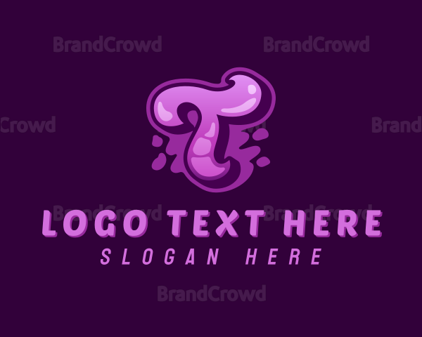 Purple Graffiti Letter T Logo