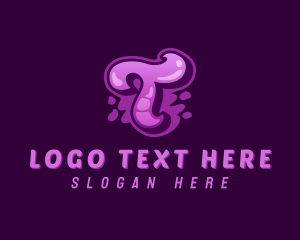 Spray Painting - Purple Graffiti Letter T logo design