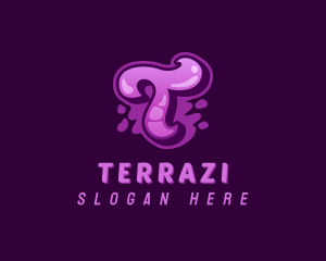 Purple Graffiti Letter T logo design