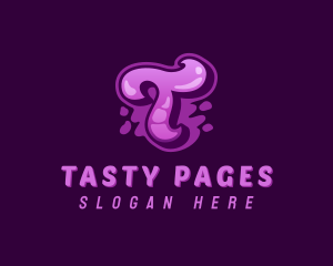 Purple Graffiti Letter T logo design