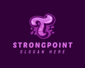 Skate - Purple Graffiti Letter T logo design