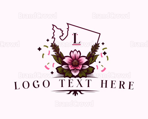 Apple Blossom Flower Logo