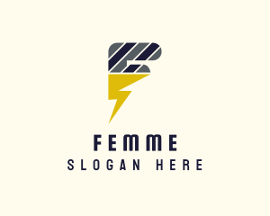 Electric Stripe Letter F logo design