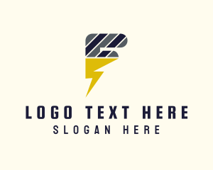 Thunder - Electric Stripe Letter F logo design