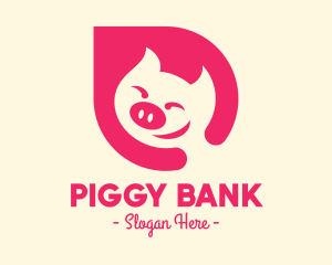 Pig - Pink Smiling Pig logo design