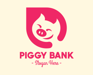 Pink Smiling Pig logo design