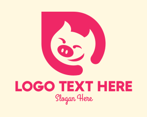 Pink Smiling Pig Logo