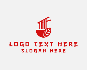 Vegetarian - Red Noodle Asian Food Bowl logo design