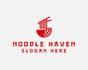 Noodle - Red Noodle Asian Food Bowl logo design