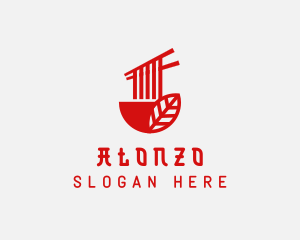 Red Noodle Asian Food Bowl logo design