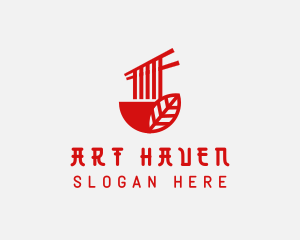 Red Noodle Asian Food Bowl logo design