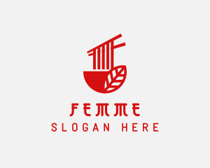 Red Noodle Asian Food Bowl logo design