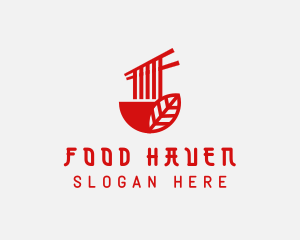 Red Noodle Asian Food Bowl logo design