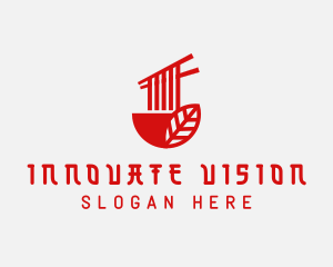 Red Noodle Asian Food Bowl logo design