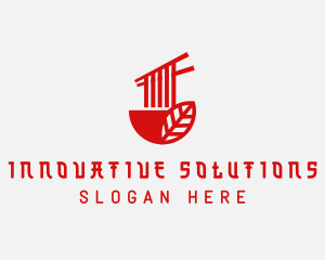 Red Noodle Asian Food Bowl logo design