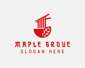 Red Noodle Asian Food Bowl logo design