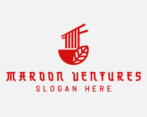 Red Noodle Asian Food Bowl logo design