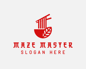 Red Noodle Asian Food Bowl logo design