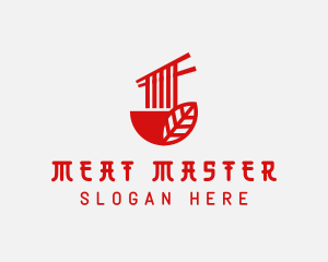 Red Noodle Asian Food Bowl logo design