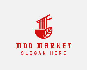 Red Noodle Asian Food Bowl logo design