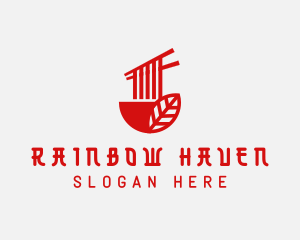 Red Noodle Asian Food Bowl logo design