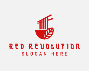 Red Noodle Asian Food Bowl logo design