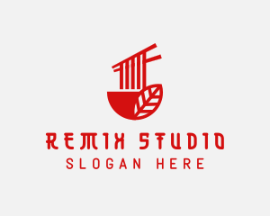 Red Noodle Asian Food Bowl logo design