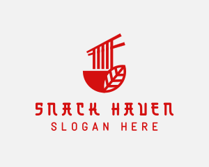 Red Noodle Asian Food Bowl logo design