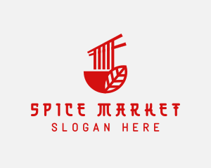 Red Noodle Asian Food Bowl logo design