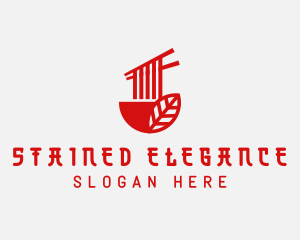 Red Noodle Asian Food Bowl logo design