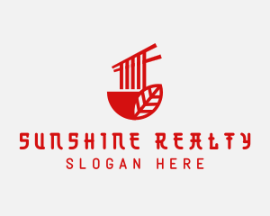 Red Noodle Asian Food Bowl logo design